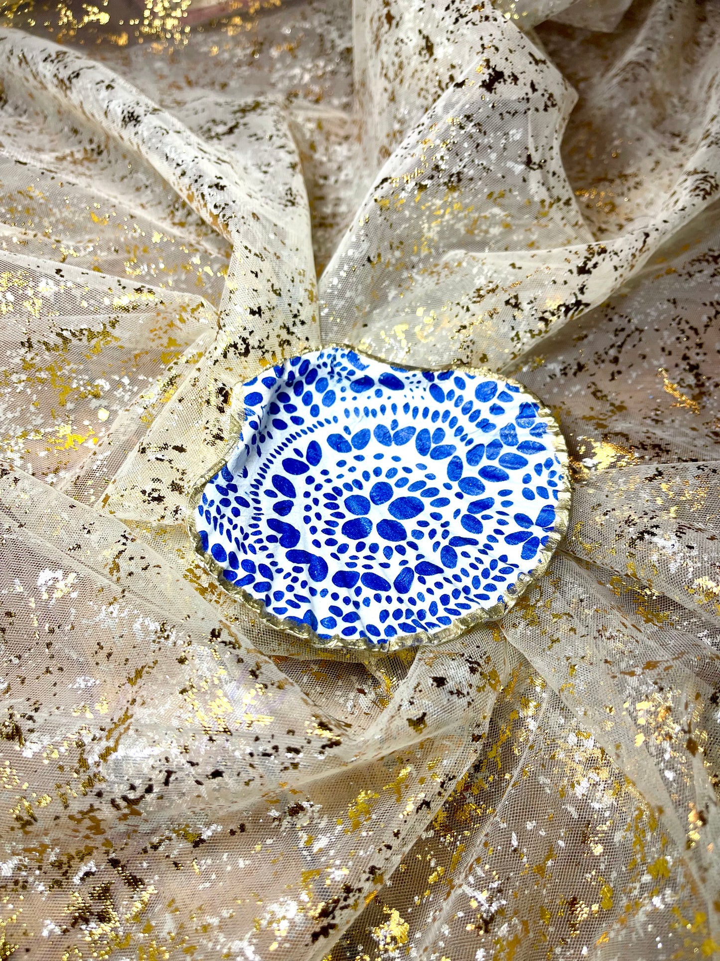 Blue & White Scallop Shell Ring Dish