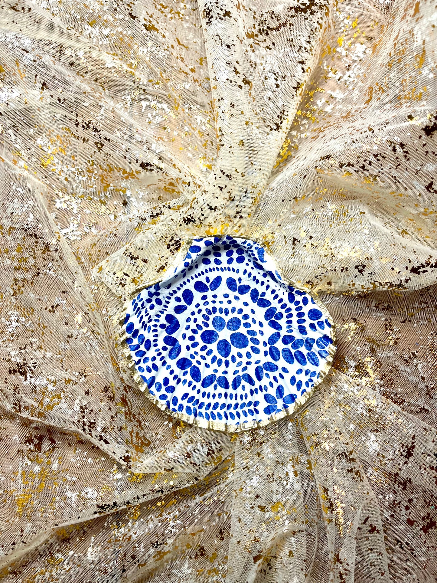 Blue & White Scallop Shell Ring Dish