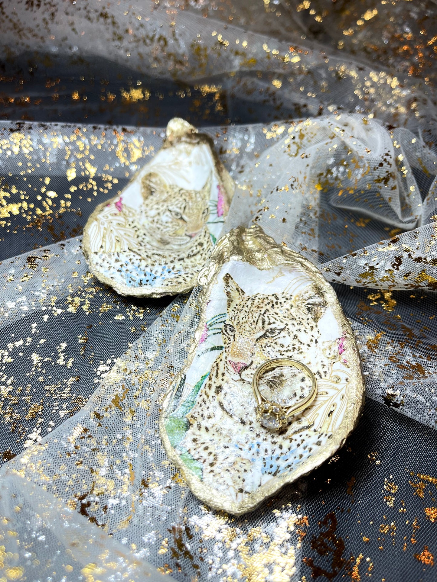 Leopard Oyster Ring Dish