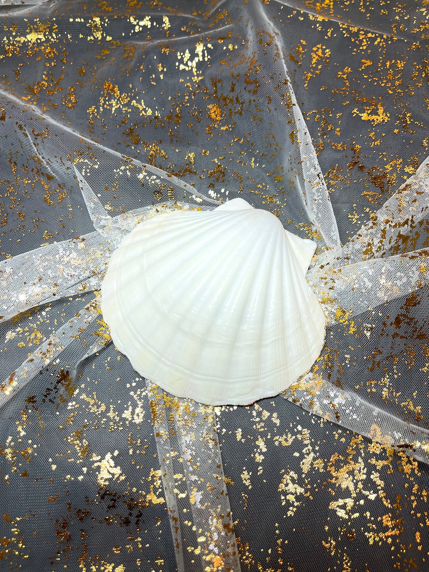 Gold Leaf Pearl Scallop Ring Dish