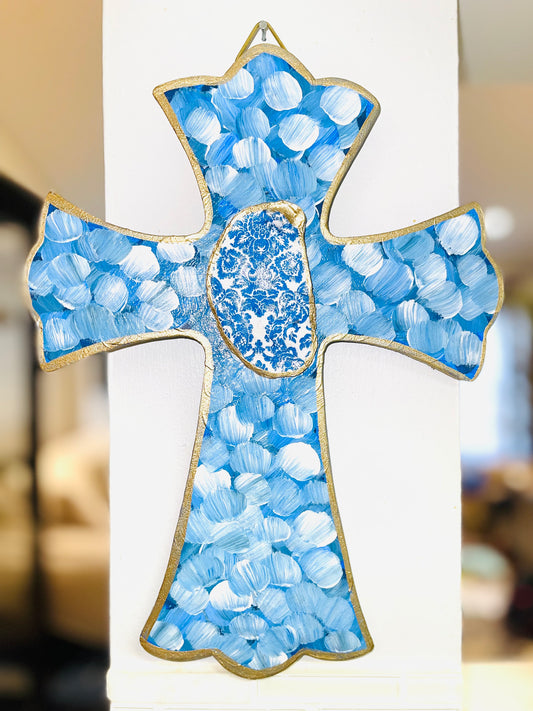 Hand-painted Wooden Oyster Cross