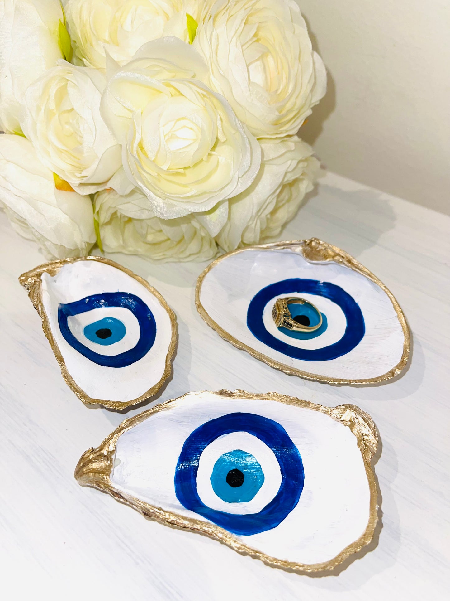 Evil Eye Seashell Jewelry Dish