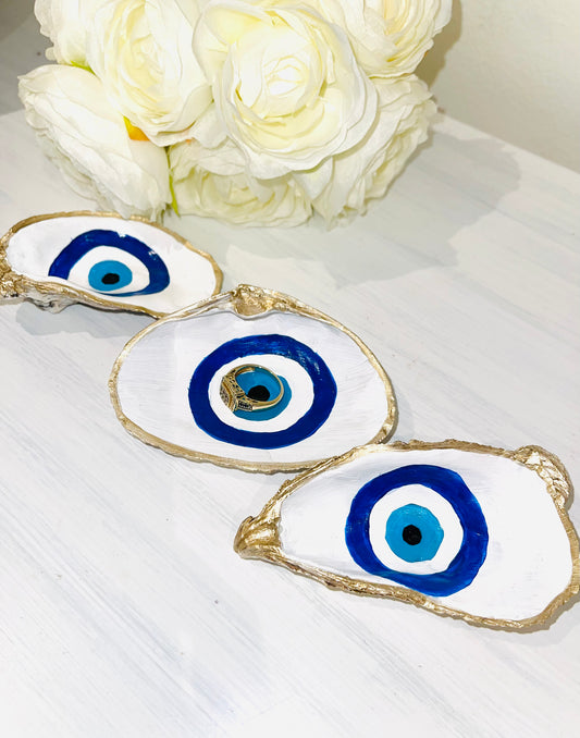 Evil Eye Seashell Jewelry Dish