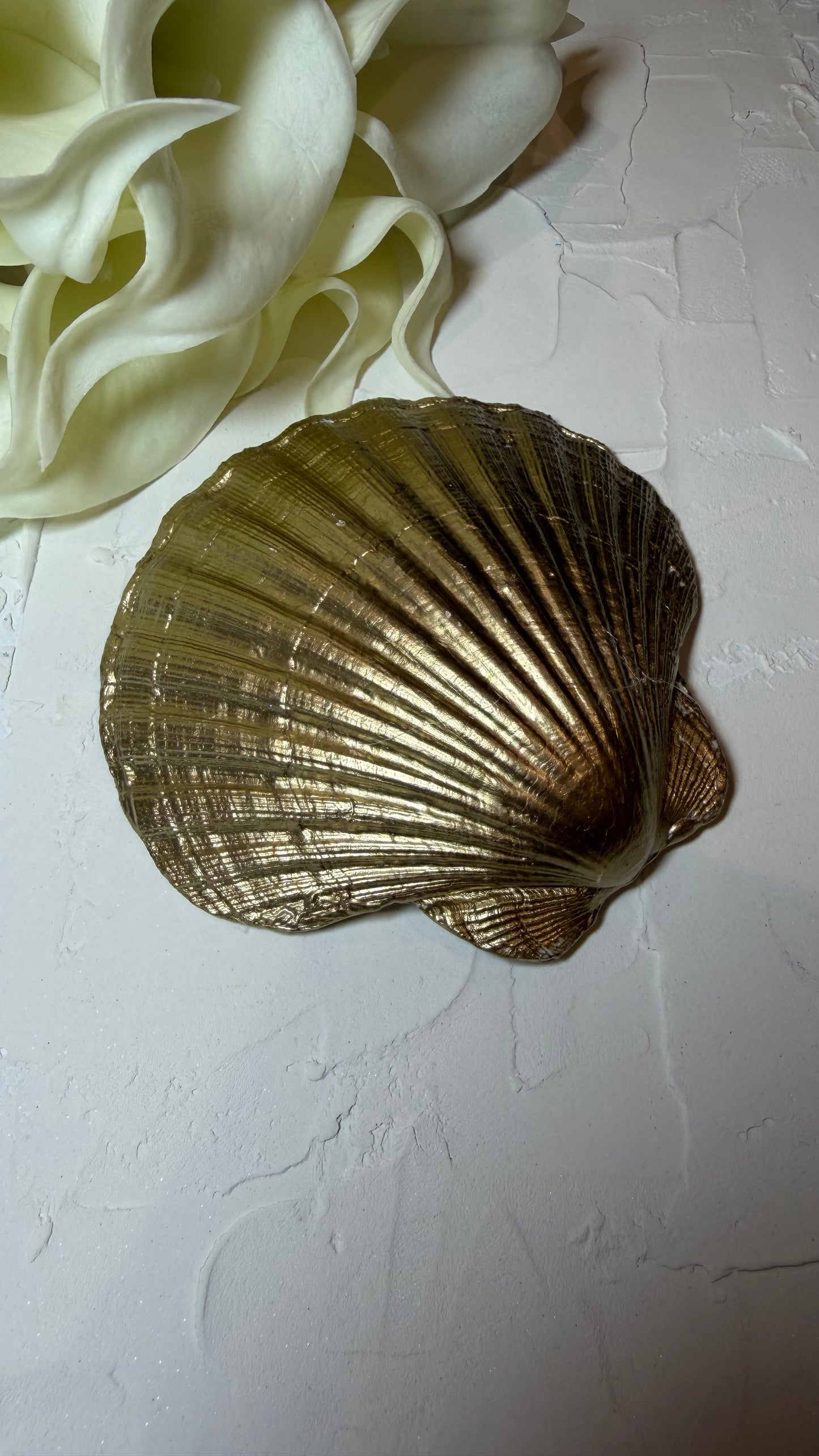 Gold Leaf Pearl Scallop Ring Dish